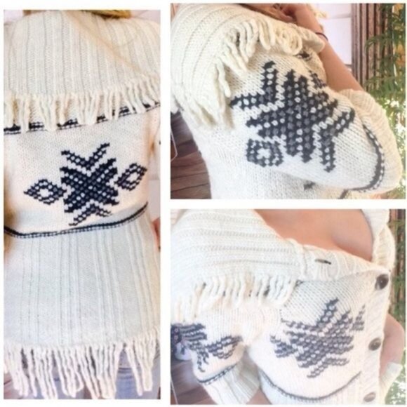 RARE Hollister Fringe Hem Cream Cardigan | Coastal Boho Cottagecore Grandpacore - Picture 12 of 16
